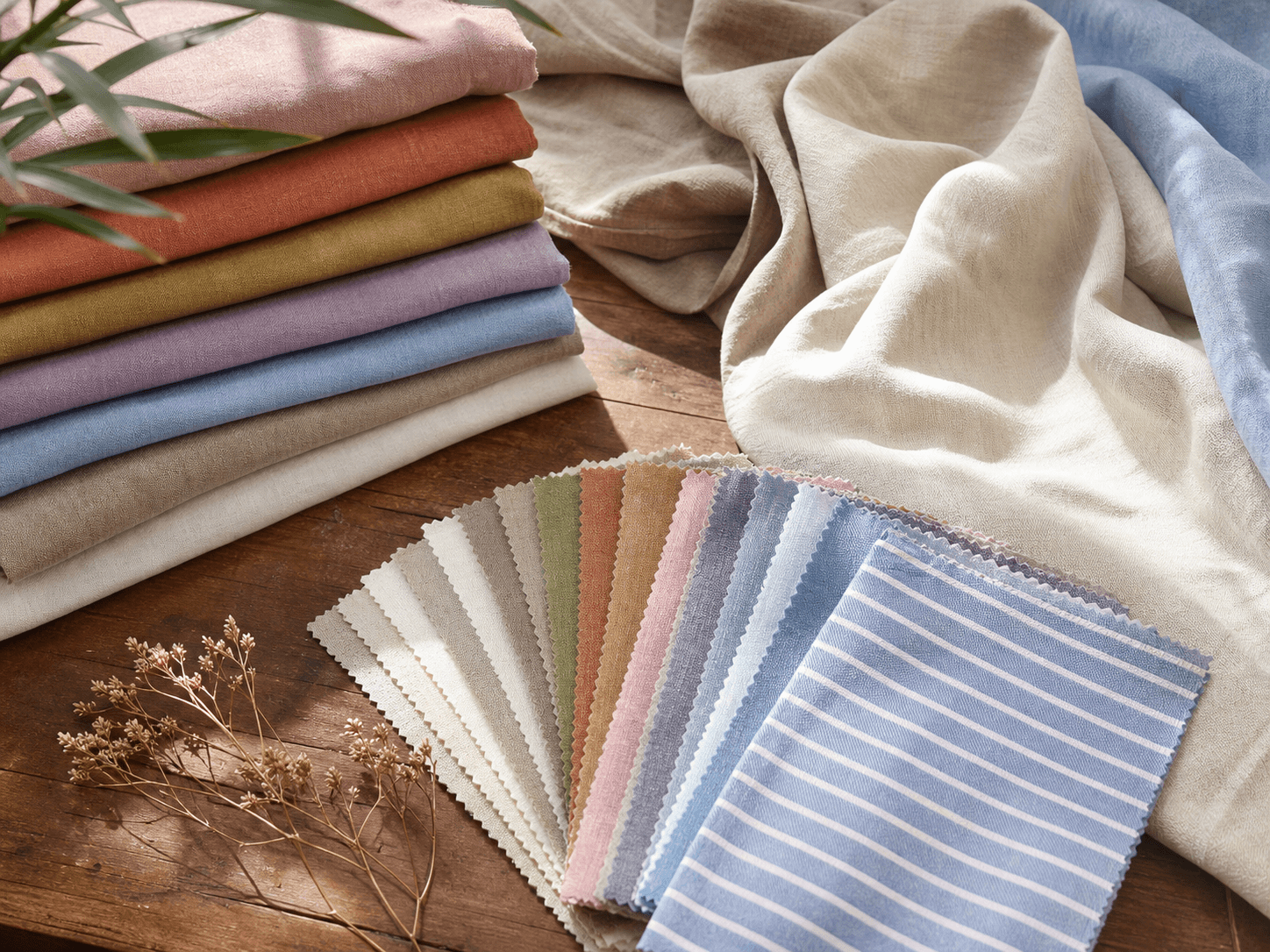 Vải linen nhiều màu cùng bảng mẫu sọc