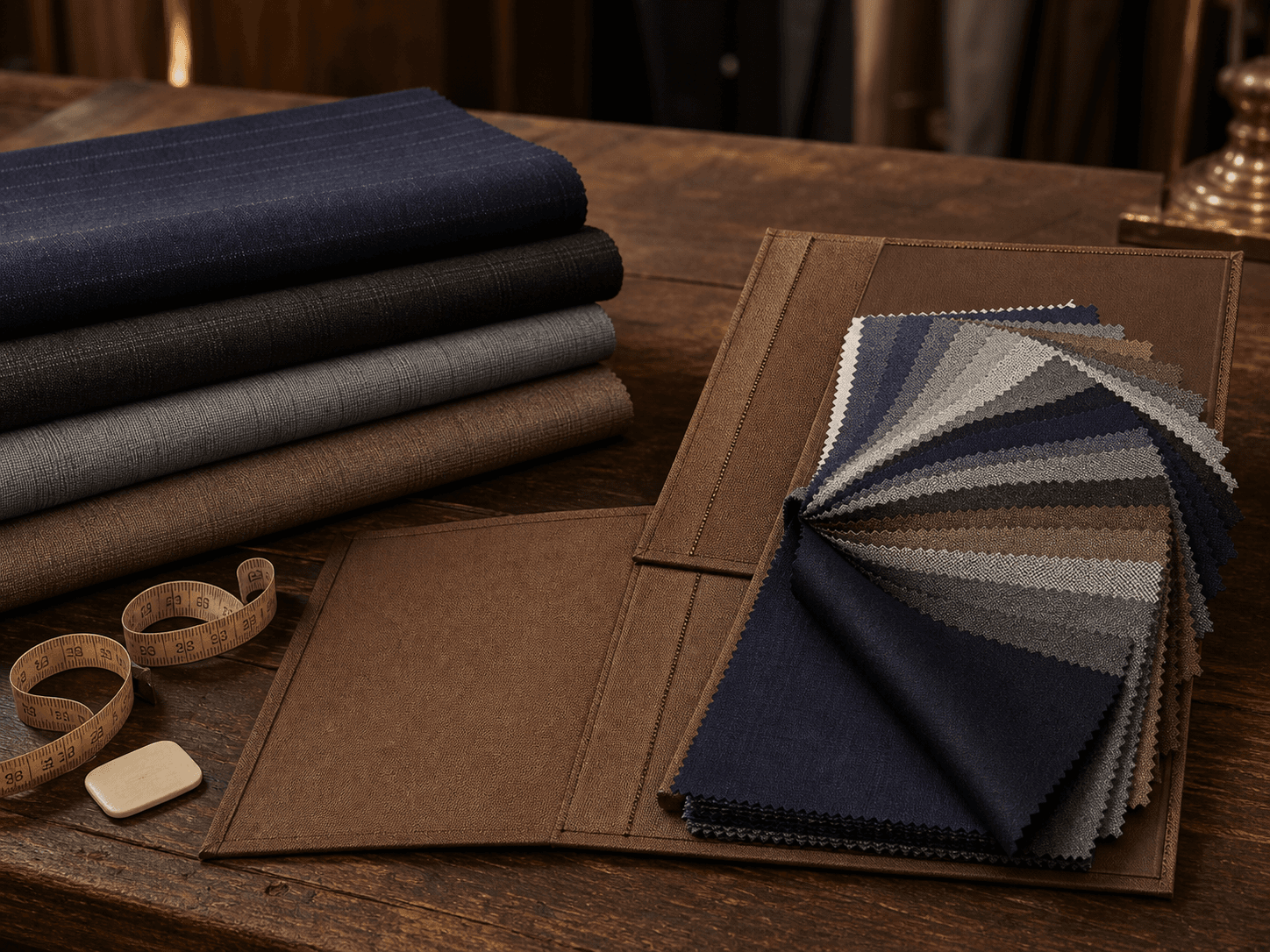 Bảng mẫu vải vest và wool tông xanh xám